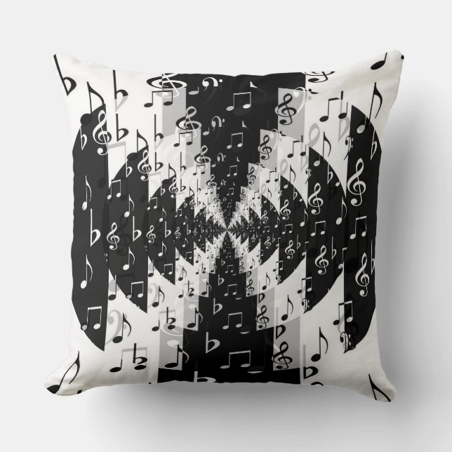Coussin Notes Echo Noir & Blanc Lancer l'oreiller (Recto)