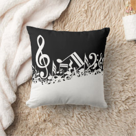 Coussin Notes musicales blanches sur le noir