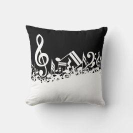 Coussin Notes musicales blanches sur le noir