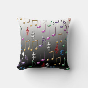Coussin Notes musicales colorées