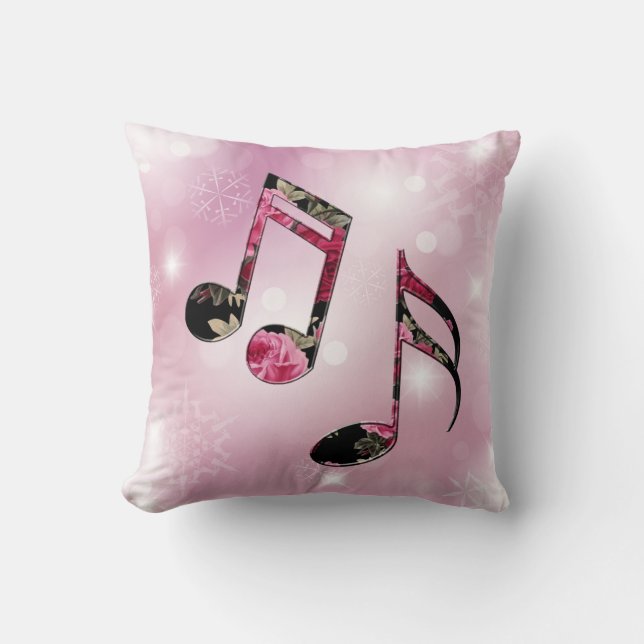 Coussin Notes musicales florales Pink Snowflakes (Recto)