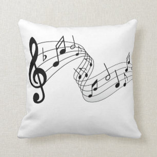 Coussin notes noires et blanches de musique