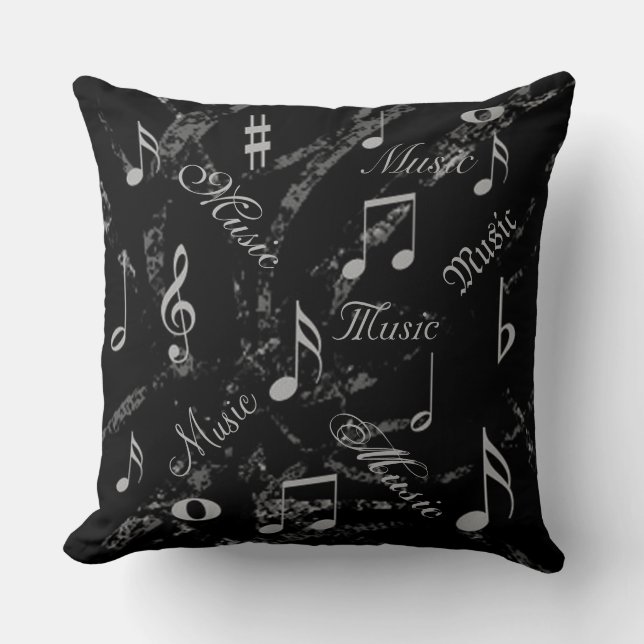Coussin Notes noires et grises de musique (Recto)