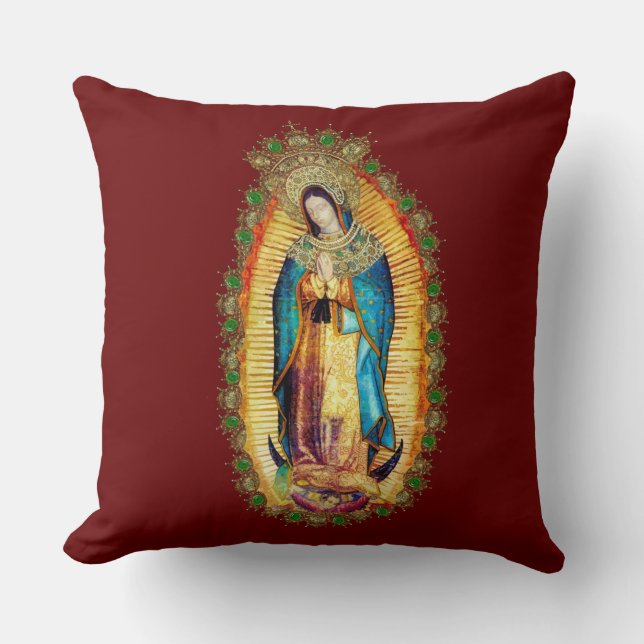 Coussin Notre-Dame de Guadalupe Vierge Mexicaine Mary Azte (Recto)