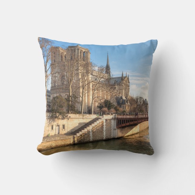 Coussin Notre Dame de Paris pendant l'hiver Sun (Recto)