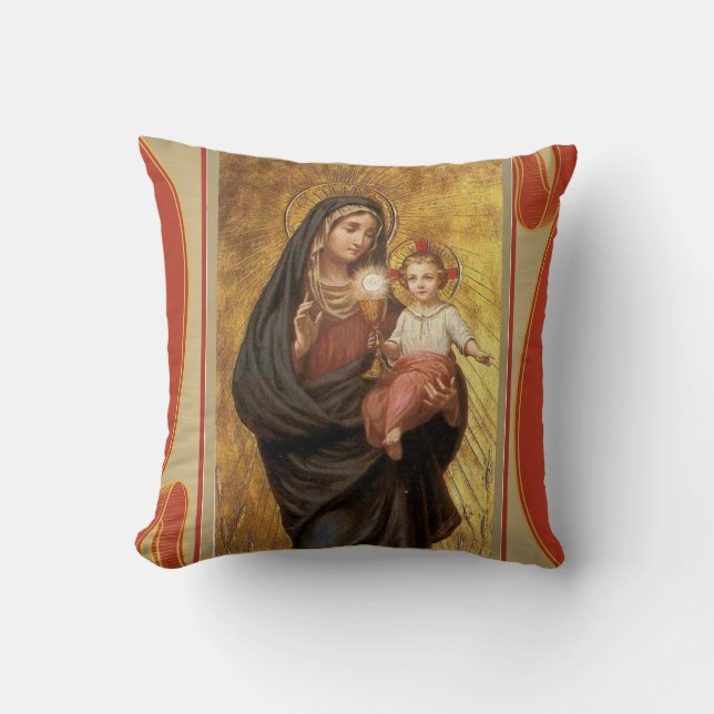 Coussin Notre Madame de Vierge Marie béni Jesu sacrement (Recto)