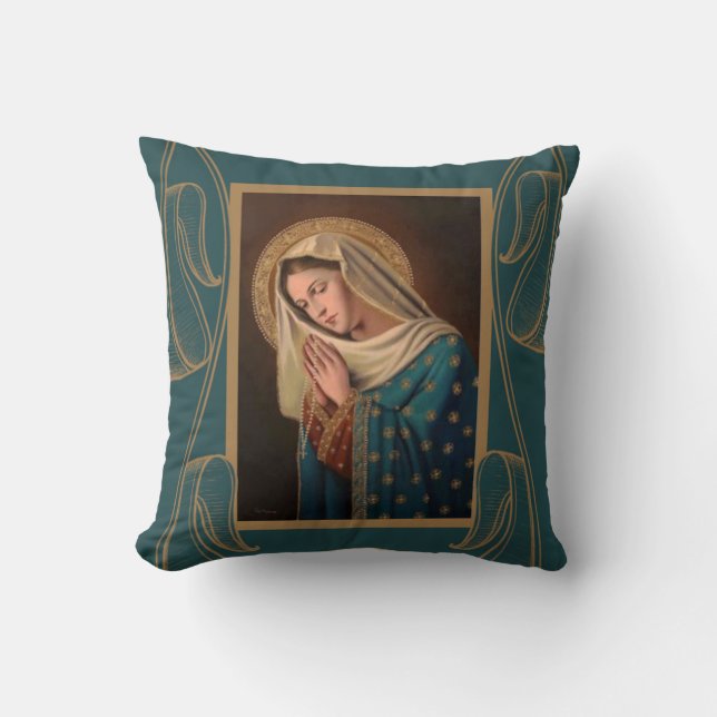 Coussin Notre Madame de Vierge Marie béni par chapelet (Recto)