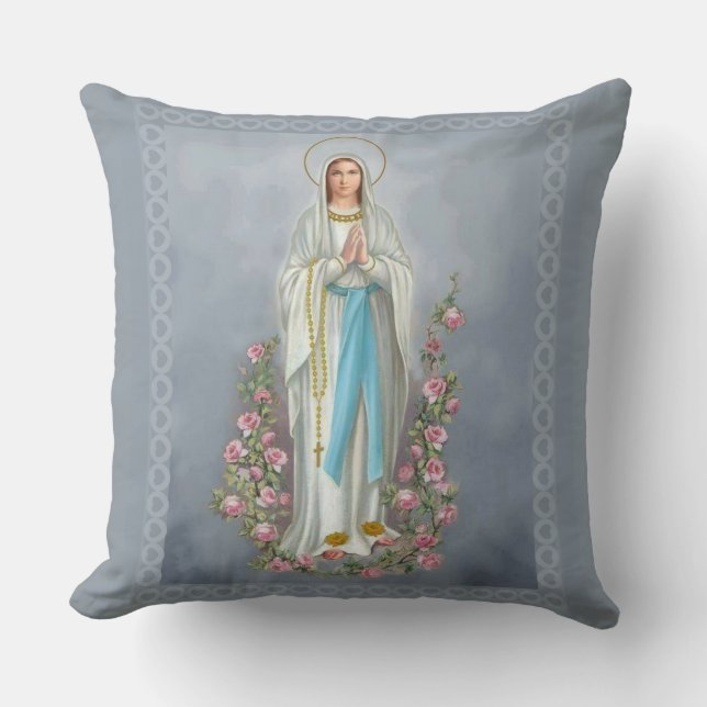 Coussin Notre Madame des roses de Vierge Marie de chapelet (Recto)