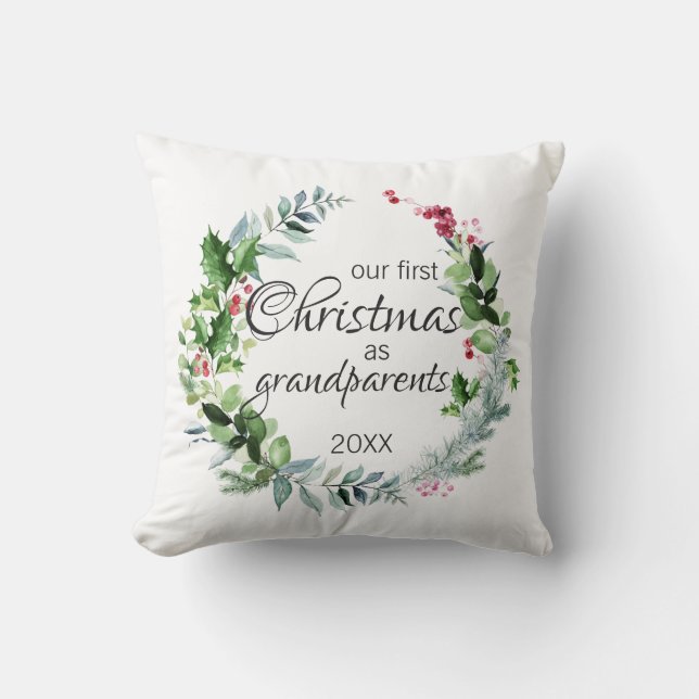 Coussin Notre premier Noël en grand-parents (Recto)