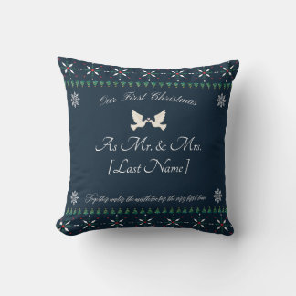 Coussin Notre premier Noël en tant que M. et Mme.