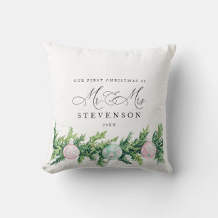 Coussin Notre premier Noël en tant que Monsieur et Madame 