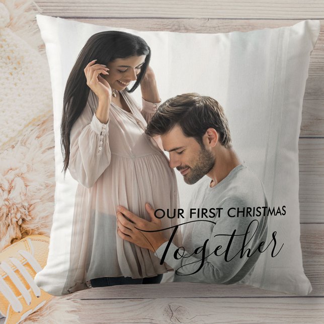 Coussin Notre premier Noël ensemble photo personnalisée 2 (Créateur téléchargé)