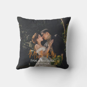 Coussin Notre premier Noël M. et Mme jeune marié bois