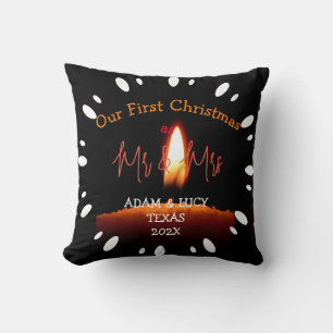 Coussin Notre premier Noël M. et Mme jeune marié Bougie