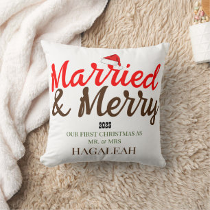 Coussin Notre premier Noël M. et Mme Nouvellement Mariés J