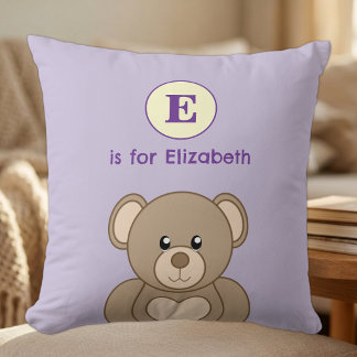 Coussin Noun ours en peluche violet pour enfants