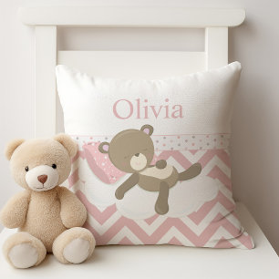 Coussin Nounours Ours en Peluche avec Monogramme Personnal
