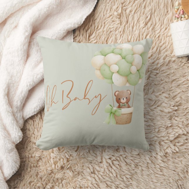 Coussin Nounours Teddy Bear Vert Oh Bébé Ballon  (Couverture)