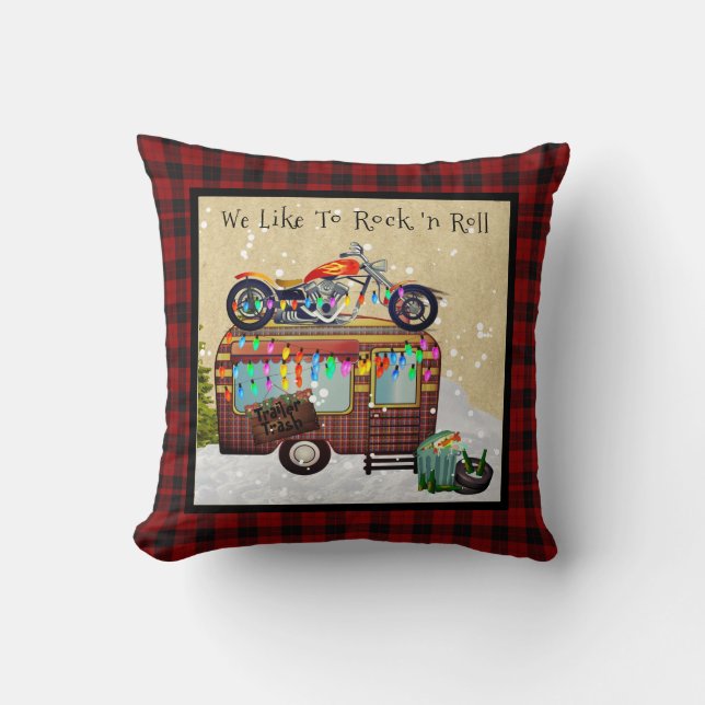 Coussin NOUS AIMONS ROCK N ROLL Trailer Trash Camper Custo (Recto)