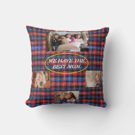 Coussin Nous avons la meilleure maman en rouge et bleu pla