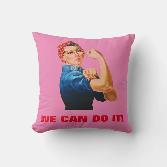 Coussin Nous pouvons le faire Rosie le pouvoir des femmes  (Recto)