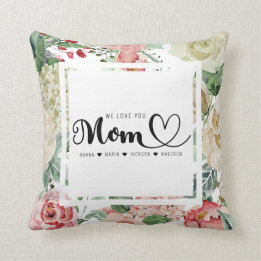 Coussin Nous t'aimons Maman Enfants Noms L'Oreiller Floral