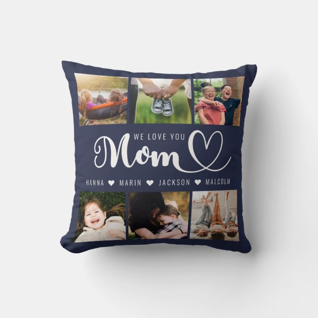 Coussin Nous t'aimons Maman Enfants Noms Photo Collage Thr (Recto)