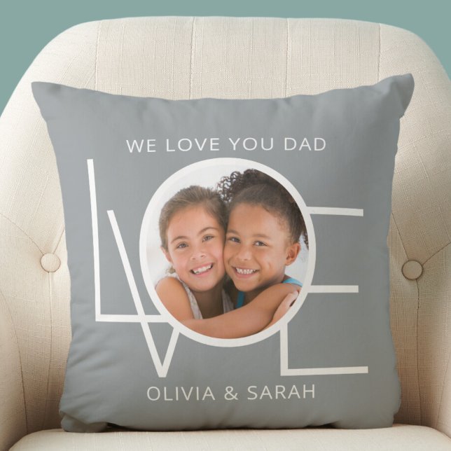 Coussin Nous t'aimons Papa Photo Fête des pères personnali (Créateur téléchargé)