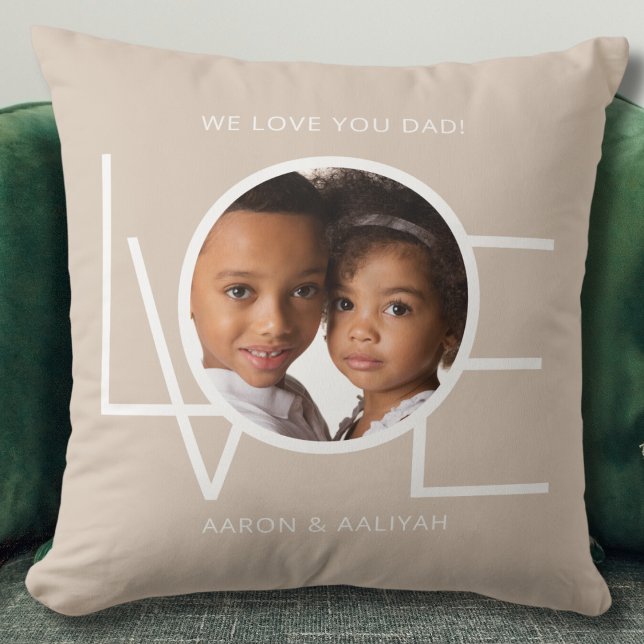 Coussin Nous t'aimons Papa Photo personnalisée (Créateur téléchargé)