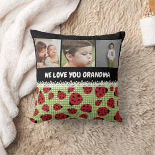 Coussin nous vous aimons grand-mère ladybug photo collage
