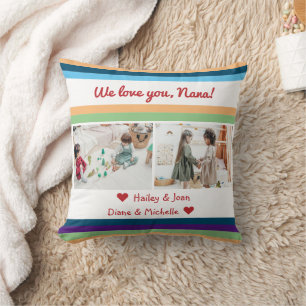 Coussin Nous Vous Aimons Nana 2 Photos Noms Couleurs Bands