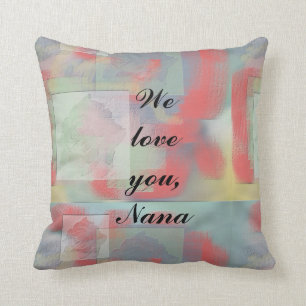 Coussin Nous Vous Aimons Nana Grand-mère Keepsaké Rose rou
