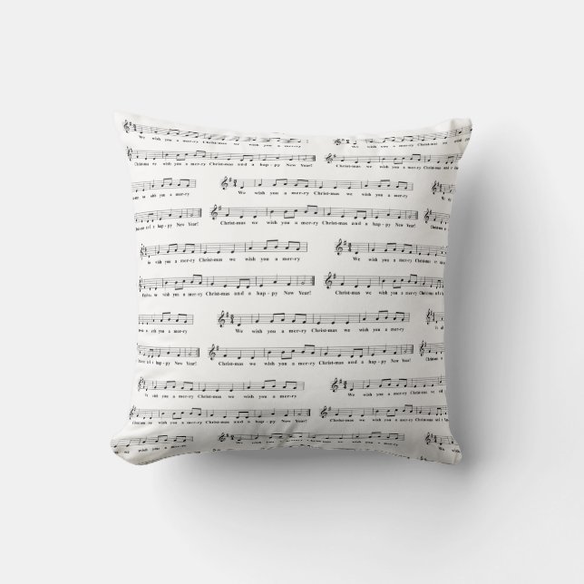 Coussin Nous vous souhaitons un joyeux Noël Musical Blanc (Recto)