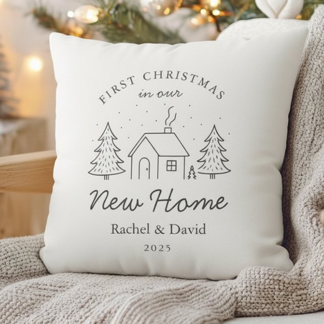 Coussin Nouveau Accueil Premier Noël Mini Maison d'hiver (Créateur téléchargé)