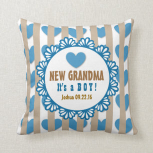 Coussin NOUVEAU GRANDMA avec Coeurs et rayures V03D