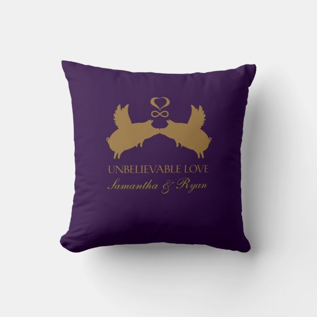 Coussin nouveau-marié de cochon présent volant amour incro (Recto)