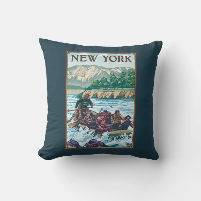 Coussin Nouveau YorkRiver transportant la scène par radeau (Recto)