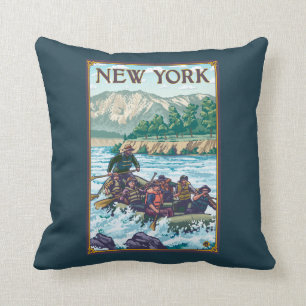 Coussin Nouveau YorkRiver transportant la scène par radeau