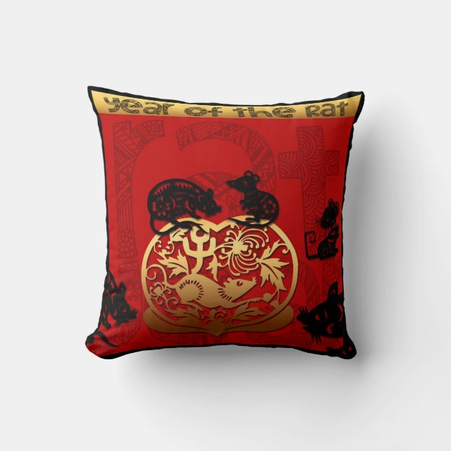 Coussin Nouvel An chinois Zodiac Anniversaire SqP (Recto)