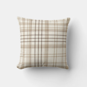 Coussin Nouvelle ferme beige et taupe carreaux