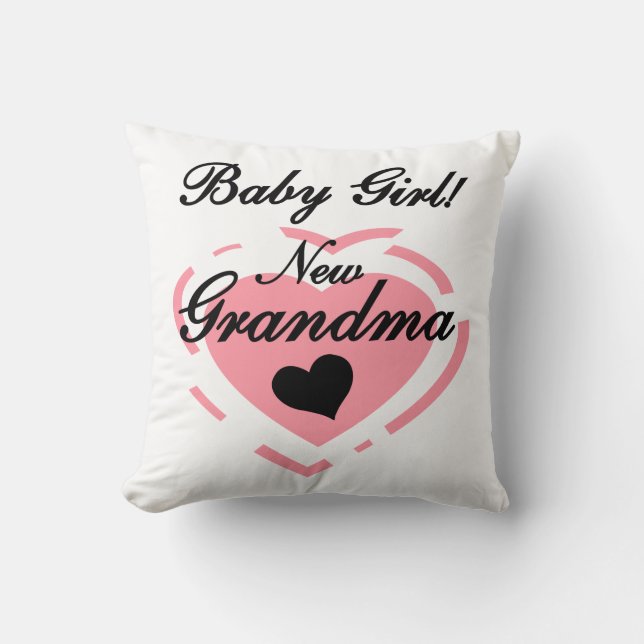 Coussin Nouvelle mamie Bébé Fille Coeur Rose Cadeaux (Recto)