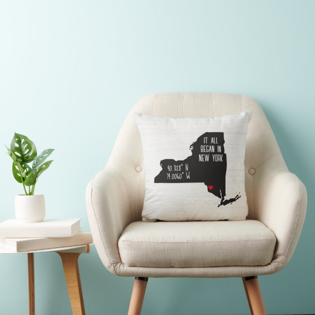 Coussin Nouvelles coordonnées GPS de York avec cœur (Chaise)