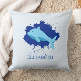 Coussin nuage bleu avec nom de baleine customisé