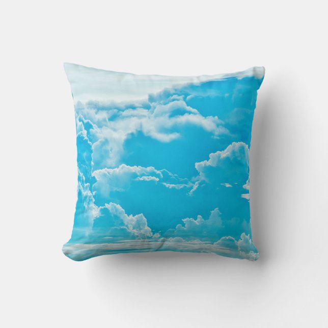 Coussin nuages blancs et ciel bleu vif arrière - plan, pan (Recto)