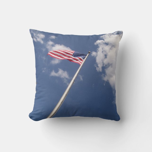 Coussin Nuages de ciel bleu de drapeau d'Amercan (Recto)