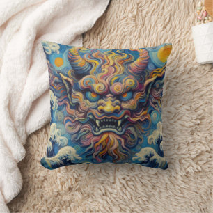 Coussin Nuages démon Oni Abstraits style Van Gogh