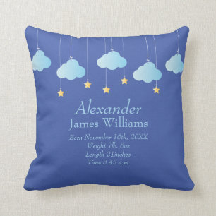 Coussin Nuages et Étoiles Personnalisés Statistiques de Na