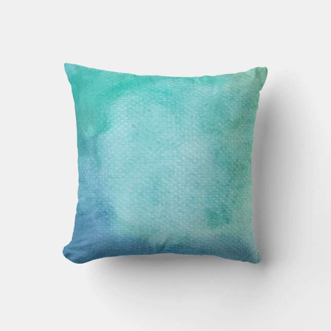 Coussin Nuances d'aquarelle de Teal (Recto)