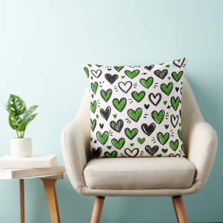 COUSSIN NUANCES DE VERT CŒURS IRLANDAIS ALÉATOIRES