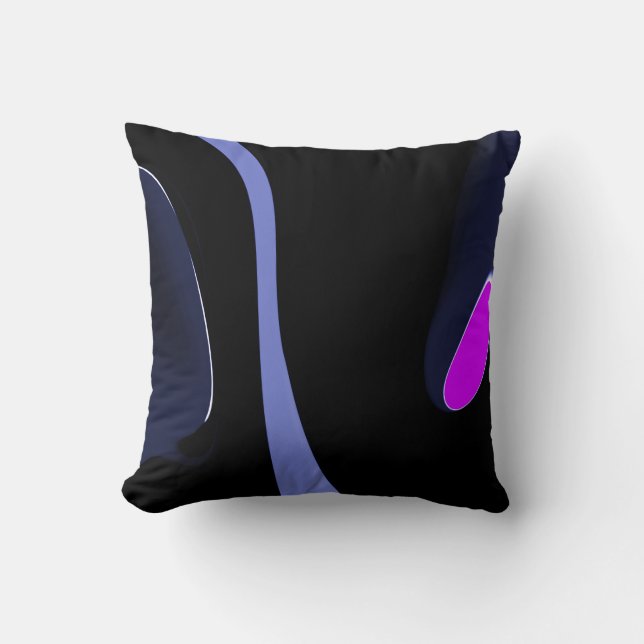 Coussin Nuit de la Comète : Bleu Abstrait, Violet & Noir (Recto)